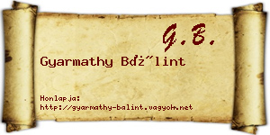 Gyarmathy Bálint névjegykártya